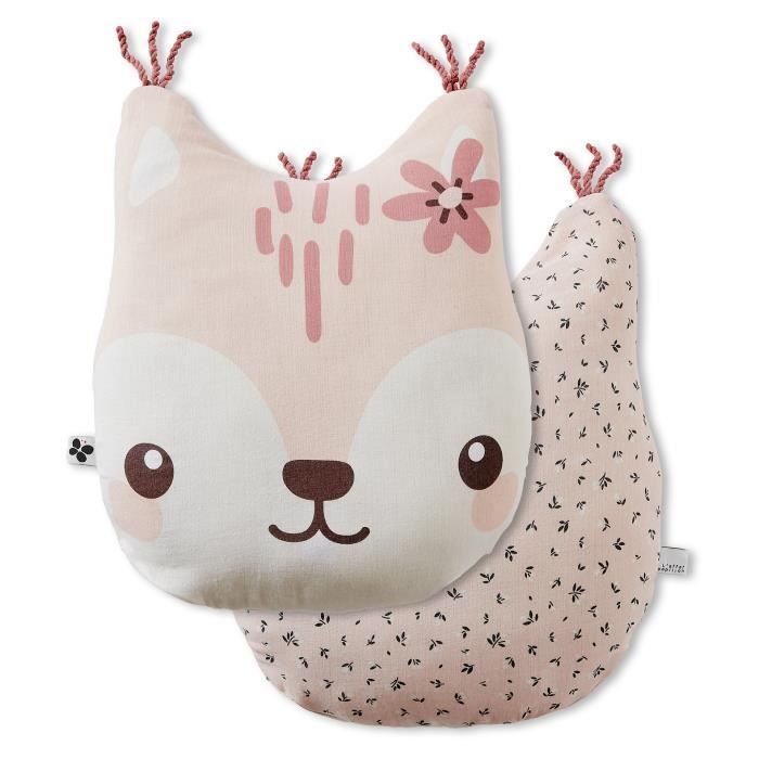 Coussin décoratif - Tamia - 40 x 45 cm - Gaze de coton - Déhoussable - Rose