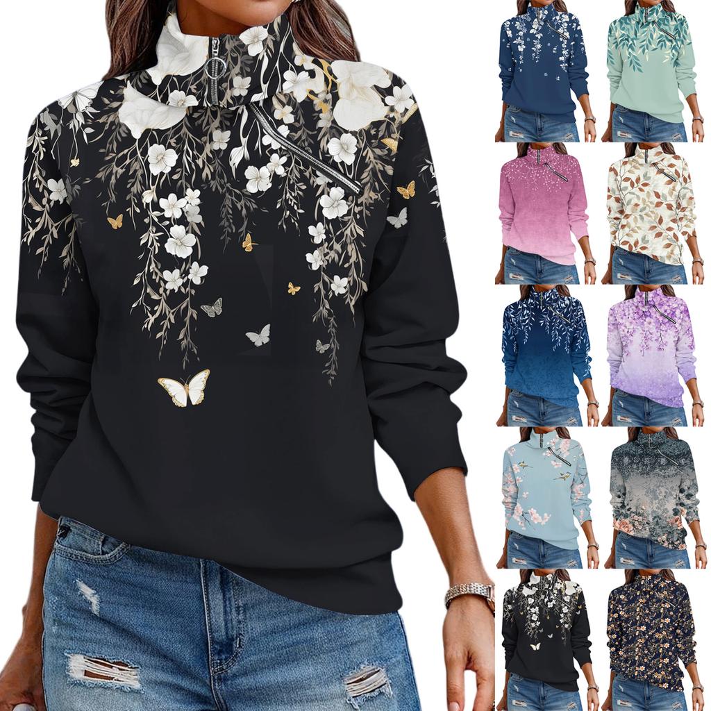 Women  T-shirt Loose  Pullover Sports Tops  Casual V Neck Long Sleeve Printed Top