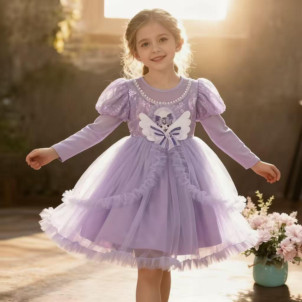 Girls' Kuromi Summer 2025 Lolita Princess Dress - New Fashionable Evening Puffy Skirt