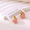 Elegant Multi-color Stainless Steel Hoop Earrings - Women's Autumn/Winter French Retro Style with Round Ball and Water Drop Design.