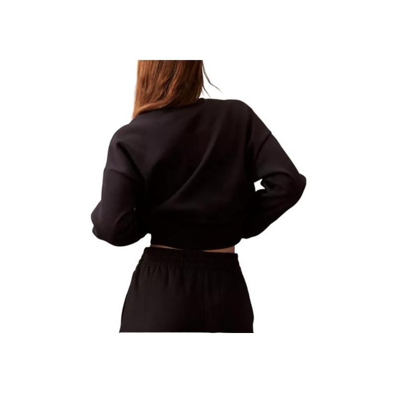 Calvin Klein Letter Print Crew Neck Comfort Long Sleeve Sweatshirt Women Black 40W204P-001