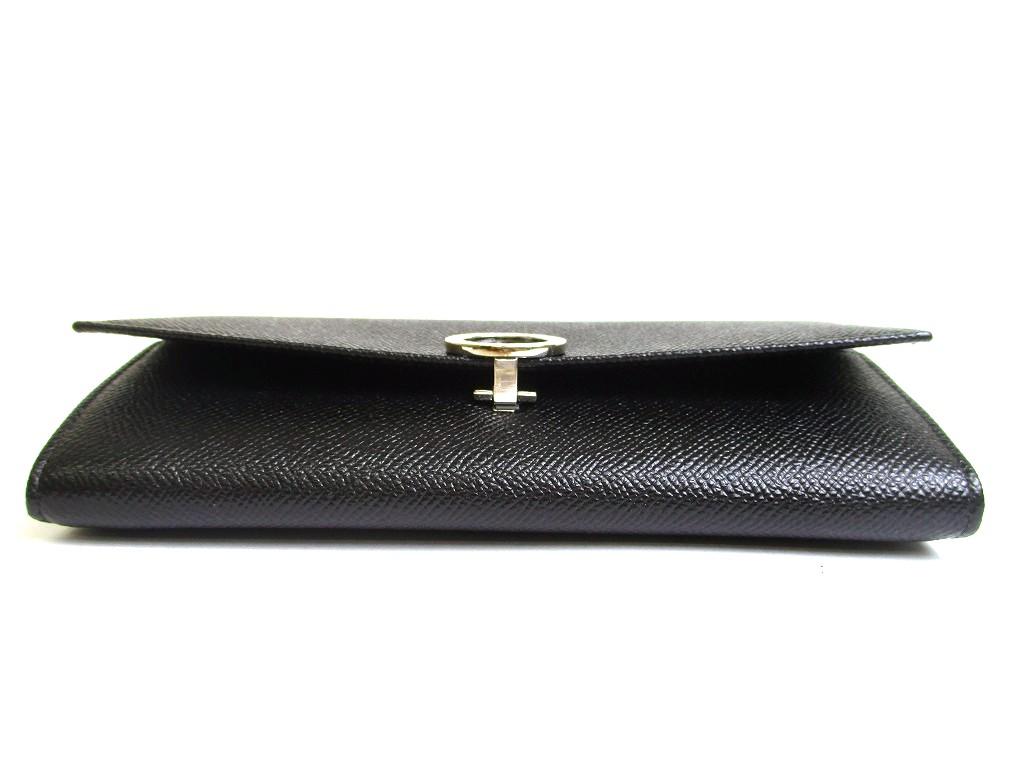 Authentic BVLGARI Black Leather Logo Clip Bifold Long Wallet #a842  Refurbished