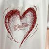 2025 Summer Heart Pattern Plus Size Women's Loose Slimming Round Neck Half Sleeve T-shirt