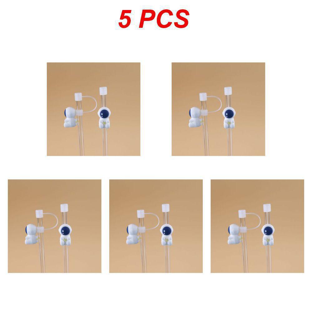 

1/3/5PCS Glass Straw Stainless Steel Straw Silicone In Summer High Temperature Resistance Silicone Cup Lid Cover Dust Plug