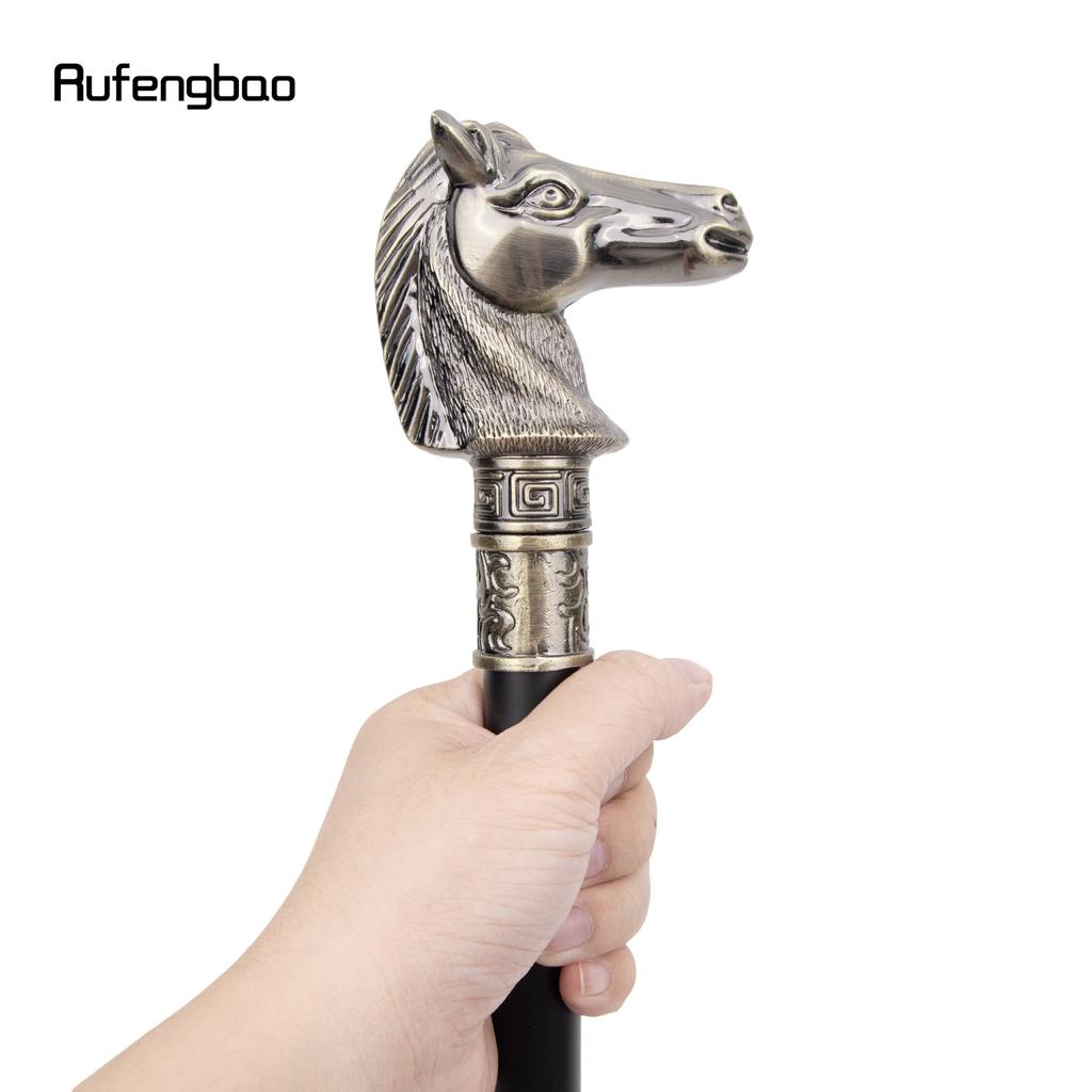 Bronze Color Race Horse Bristle Head Animal Fashion Stick Decorative Cospaly Vintage Party Fashionable Walking Cane Crosier 93cm