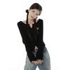 2KWEIRD Y2K Gothic Black Crop Tops Women Harajuku Grunge Graphic T Shirts Vintage V-neck Slim Long Sleeve Tees Kpop Aesthetic
