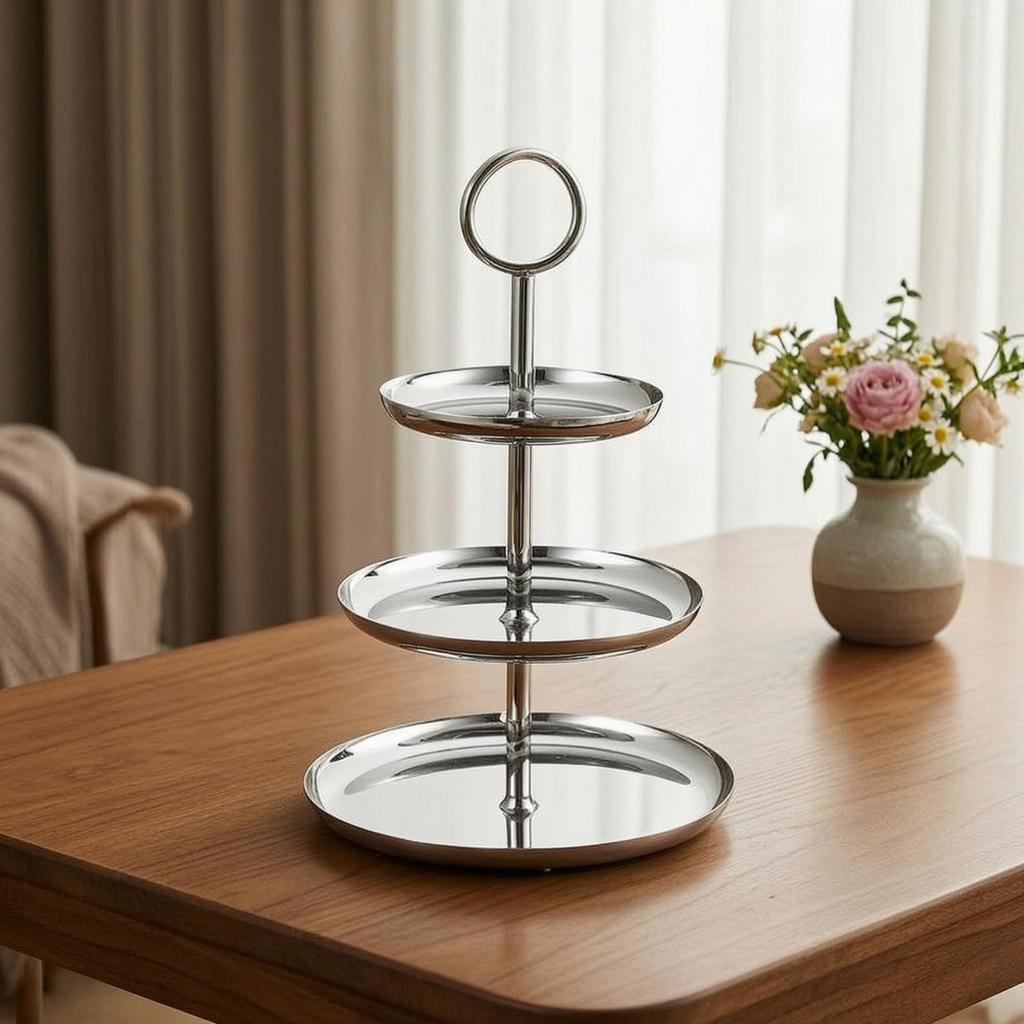 3Tier Dessert Stand Stainless Steel ThreeTier Serving Mirror Polished Tiered Tray for