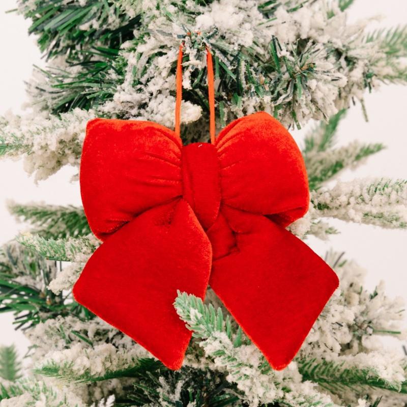 1Pc Christmas Decorations High end Velvet Bow Red Pendant Wine Red Velvet Wedding Decoration Christmas Tree Hanging Decoration