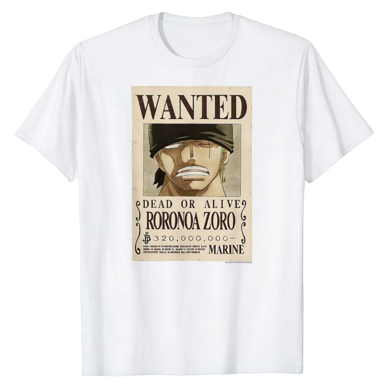 Roronoa Zoro Wanted Poster One Piece TShirt Bounty Notice Graphic Print Crew Neck Durable 100 Cotton Classic Streetwear Tops S