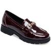 Women's Mary Jane Platform Shoes Round  Head Spring New Metal Chain Casual Soft Patent Leather Slip On Loafers