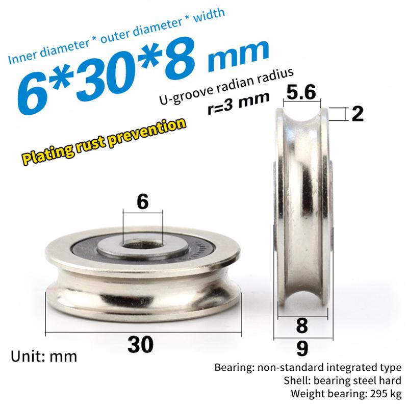 6*30*8mm Vysoce kvalitní drátěná lana s drážkou Ložisková kladka pro posuvná kladka pro dveřní okno Kladka kladky z nerezové oceli