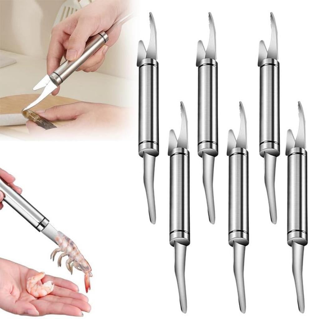 5 In 1 Multifunctional Shrimp Line Belly Knife, Stainless Steel Shrimp Line Scale Removal Knife, Portable Shrimp Line Peeling Knife, Kitchen