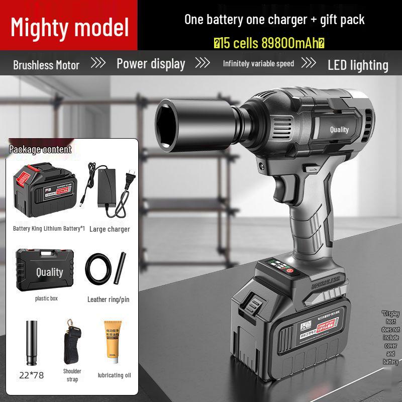 High Torque Rechargeable Brushless Impact Wrench with Lithium Battery for Car Repair