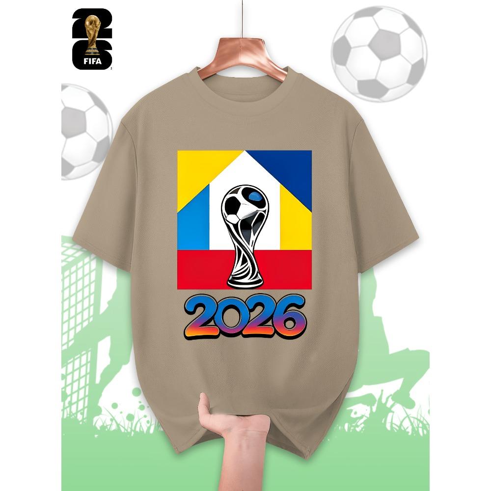 FIFA World Cup Men's Printed Short-sleeved T-shirt, a Fashionable and Trendy Summer Top, Comfortable and Well-fitting