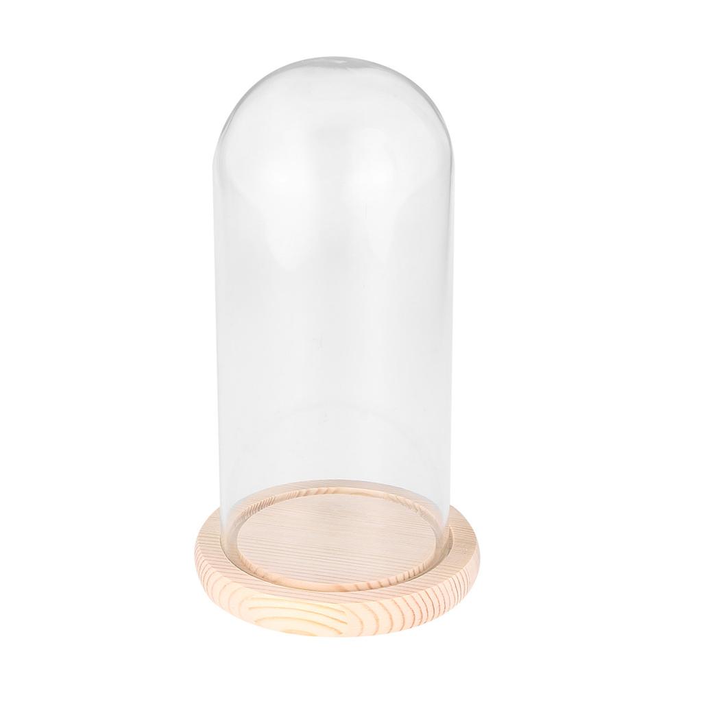 Micro Landscape Flower Glass Cover Eternal Transparent Dustproof Glass Dome 9x15cm Wooden Base DIY Valentine Gift