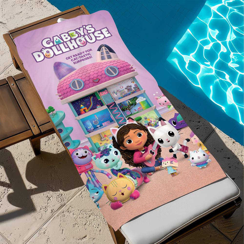 Cartoon Cute G-Gabbys Dollhouse Towel Soft Pool Gift For Travel Gym Shower Camping Quick Dry Sports Large Beach Towel