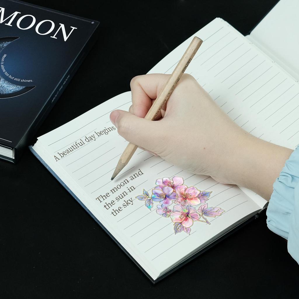 Creative Dark Night Planet Series Moon-Shaped Hollow Notebook – Three-Fold Business Record Book