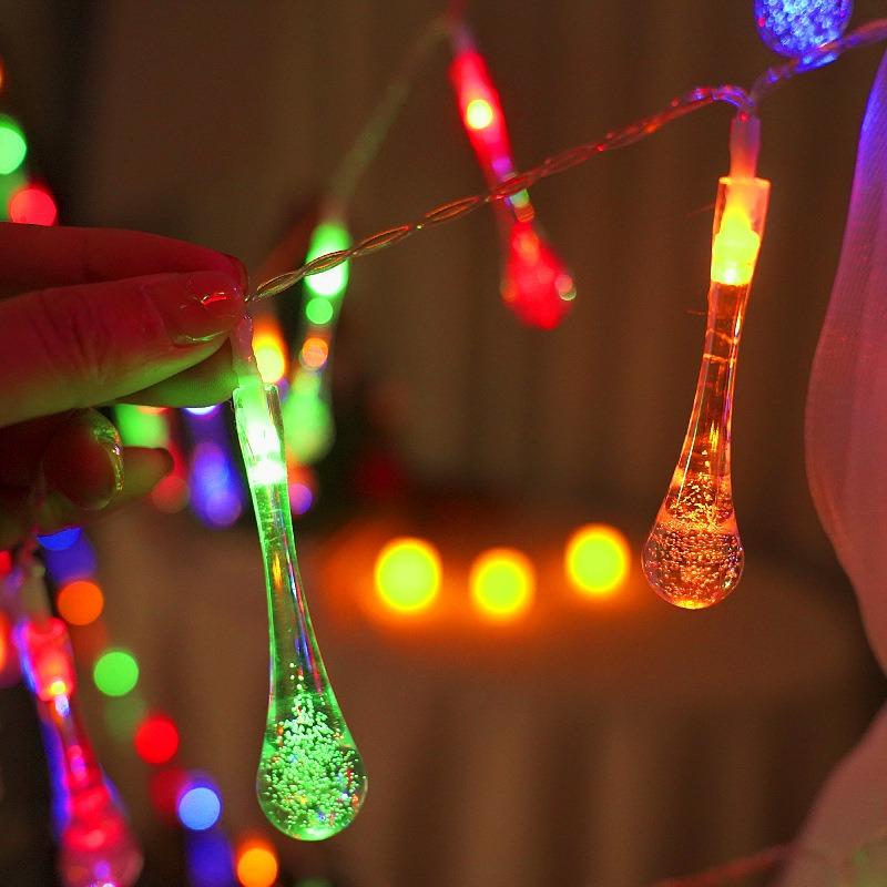 LED Water Droplets String Lights Waterproof Outdoor Decoration Battery Power Garland Fairy Lights Christmas Wedding Party Garden
