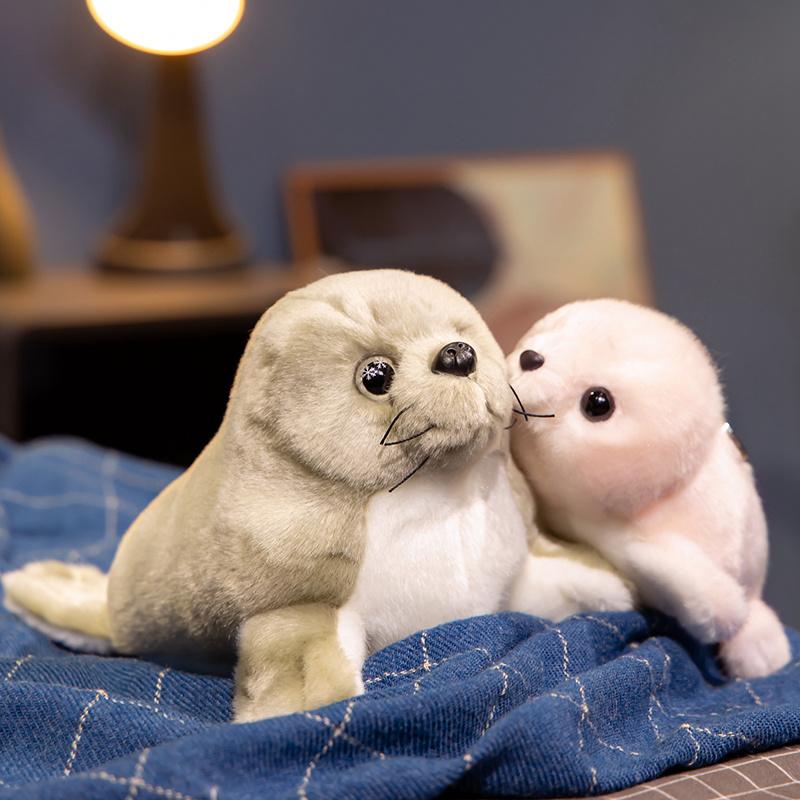 Kawaii Cartoon Seal Plush Doll Super Soft Blue Sea Creature Stuffed Animal Sea Lion Huggable Pillow Christmas Birthday Gift