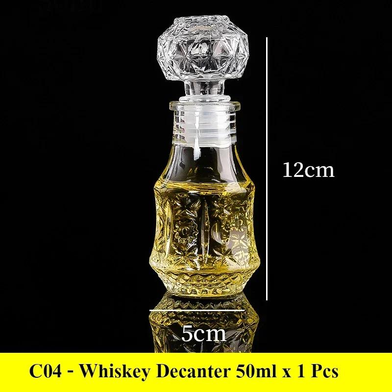 European Whiskey Transparent Glass Carved Small Bottle 50ml/100ml Mini Western Wine Bottle Sealed Red Wine Bottle