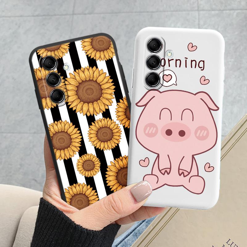 Cute Painted Case For Samsung Galaxy M14 M34 M54 5G Soft Cover Cartoon Cat Sunflower TPU Funda For Samsung M 14 GalaxyM54 Coque