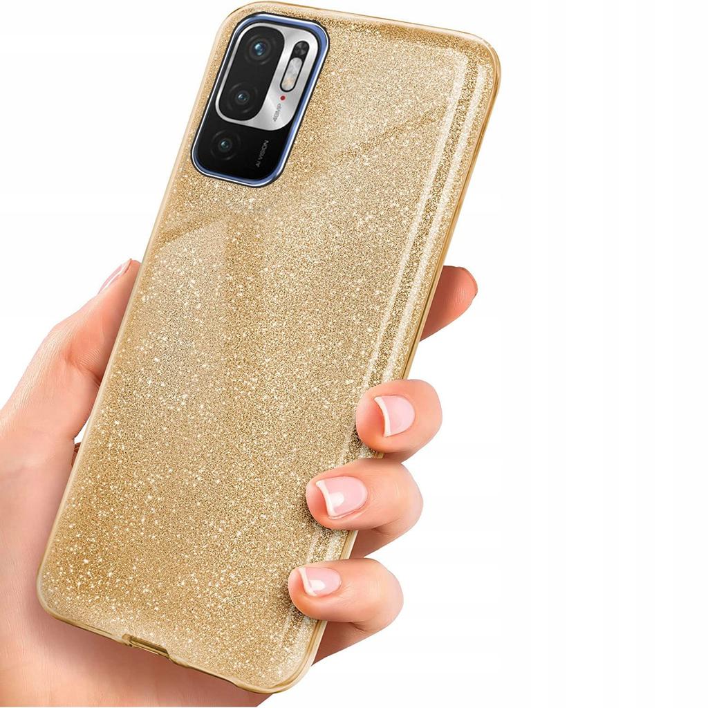 GLITTER CASE XIAOMI REDMI NOTE 10 5G Gold + 9H GLASS