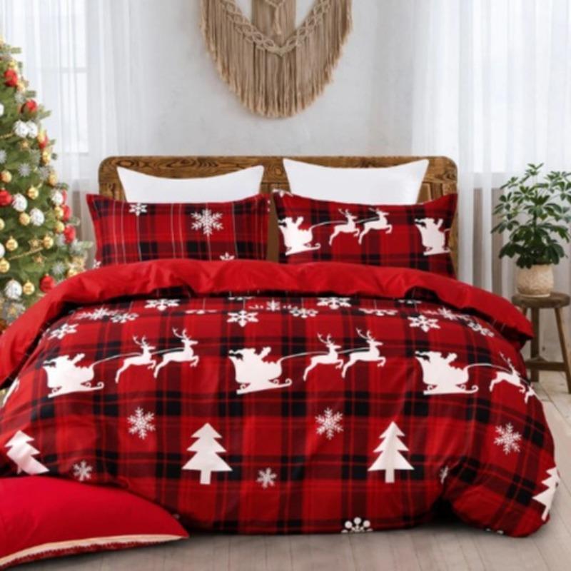 3D Digital Printing Christmas Three-Piece Set, Holiday Decoration Bedding Set