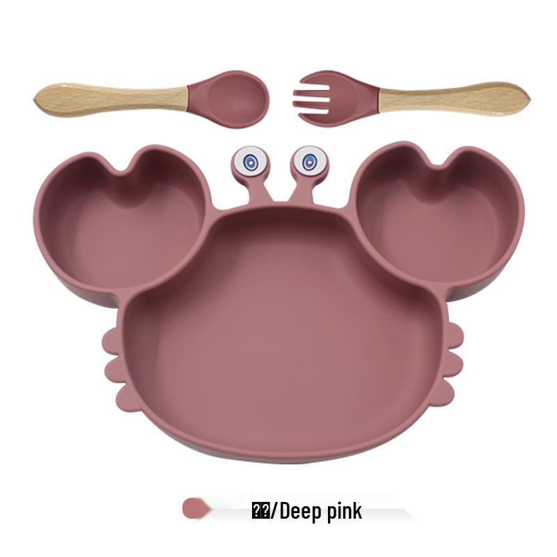 Silicone Suction Crab Plate: Divided Baby Tableware for Feeding & Weaning