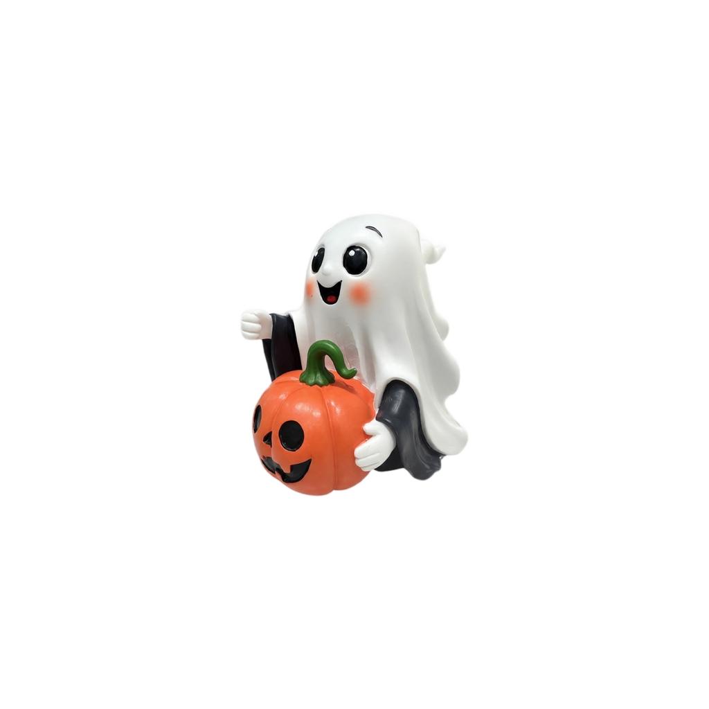 Halloween Ghost Pumpkin Statue Figurine Holiday Decoration for Indoor Outdoor Tabletop Display Ornament Sculpture
