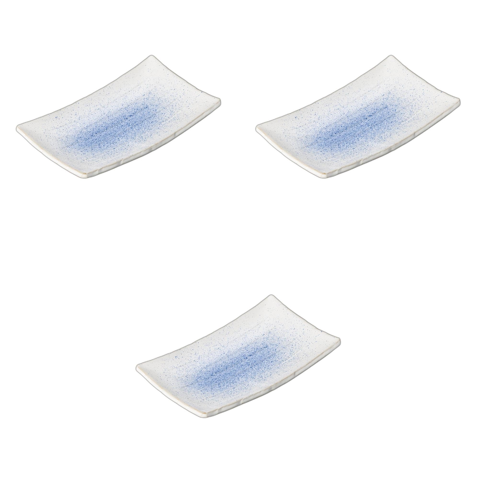 

Set of 3 Ruri Unofu Rectangular Plates x x Ceramic Pottery Setomonohonpo 6.0 [18.4 11.5 3.5 cm] Plates,
