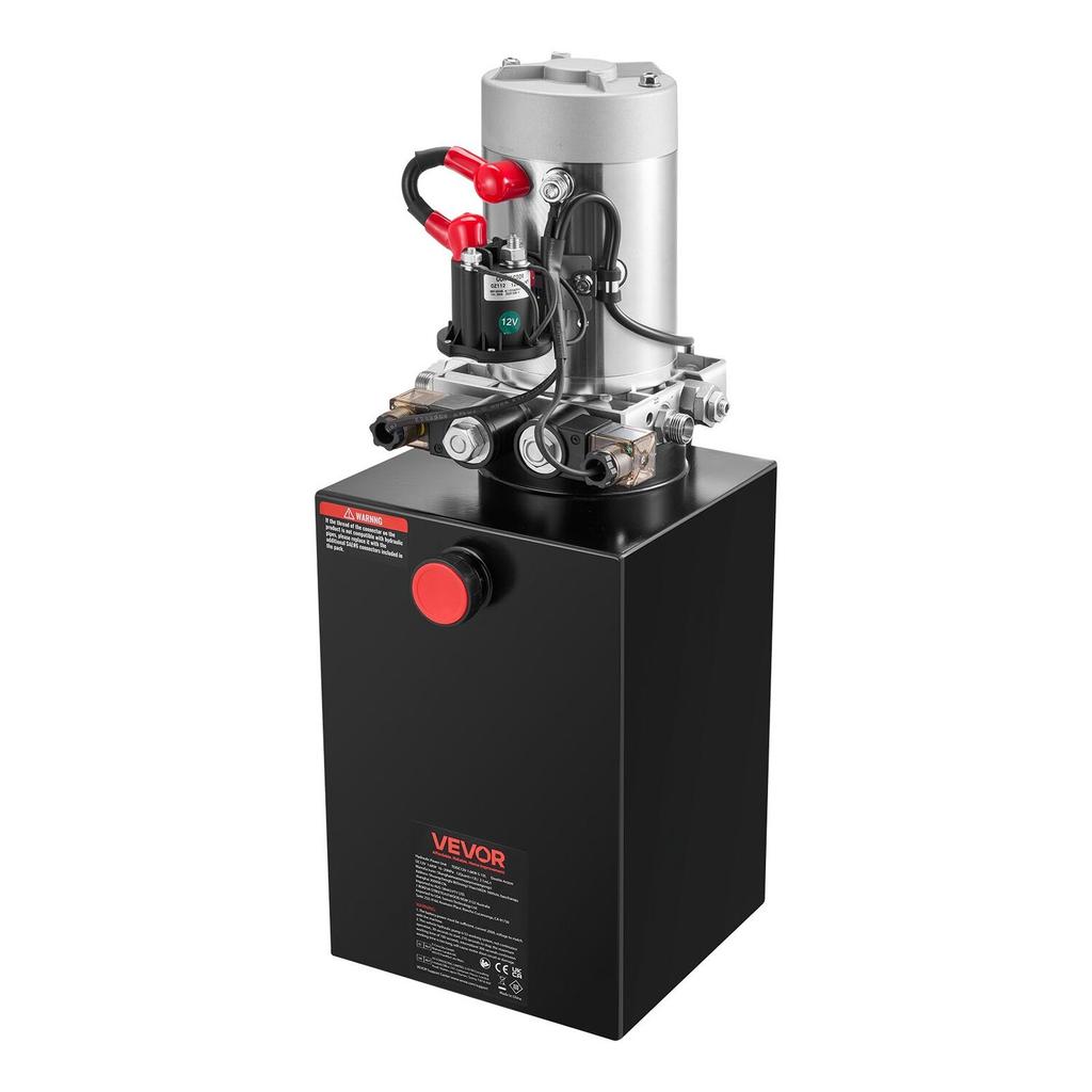 Unidad de Potencia Hidráulica de 12 L, Bomba para Remolque Basculante de Doble Efecto, Presión Máxima de Alivio de 22 MPa y Caudal de 3,4 L/min, Bomba Hidráulica CC de 12 V con Metal