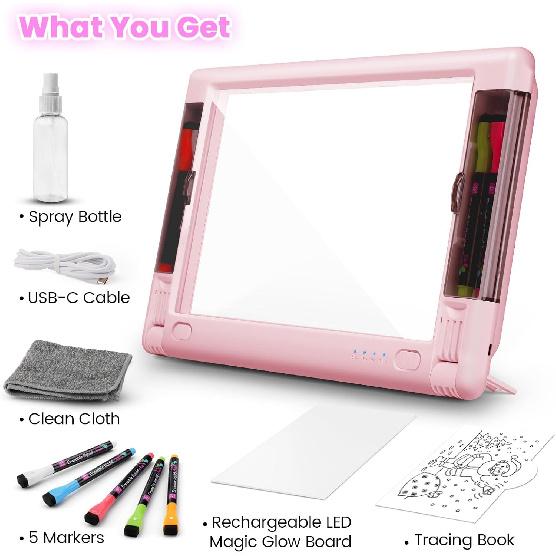 Rechargeable LED Drawing Board, 15 Inch Lumiboard 9-Color Light Modes Neon Art Light Up Writing Tablet Tracing Pad for Kids, Sketching Gift Toy for