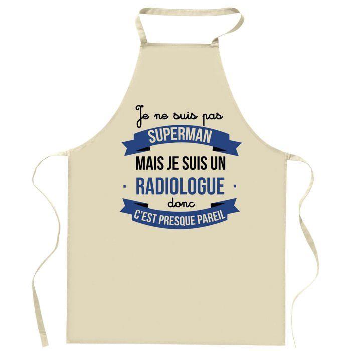 Tablier de cuisine - Radiologue Superhéros - Coton résistant - Impression France DTG - Liens ajustables