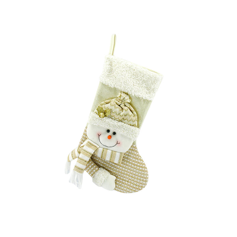 

Christmas Stockings White Stamping Gold Snowflake Xmas Ornaments Christmas Pendant Christmas Tree Decorations Noel Gift Sock Snowman