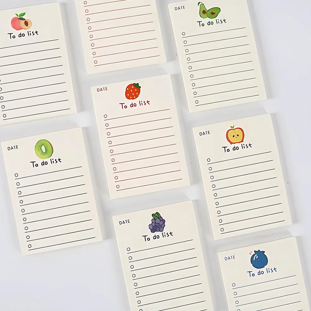 1Pc Korean Bear Fruit Non-sticky Notes Lined Memo Pads Cute Check To Do List Shopping Daily Weekly Planner Notepad