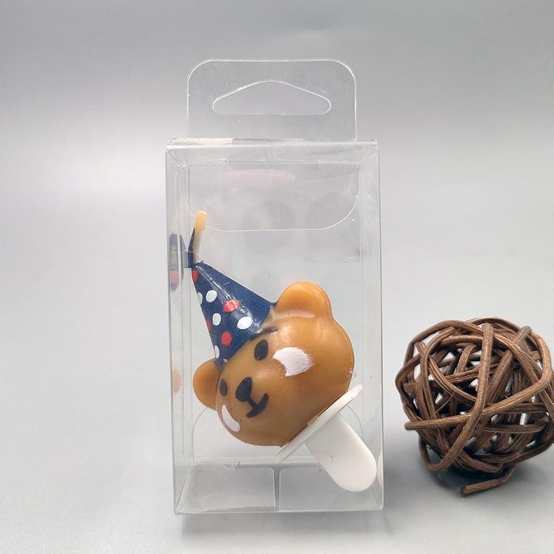 Cartoon Bear with Hat and Birthday Candle Creative Cute Christmas Hat and Panda Birthday Cake Decoration Candle