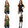 Chic Polyester Blend Round Neck Off-shoulder Batwing Sleeve T-shirt For Nightclub