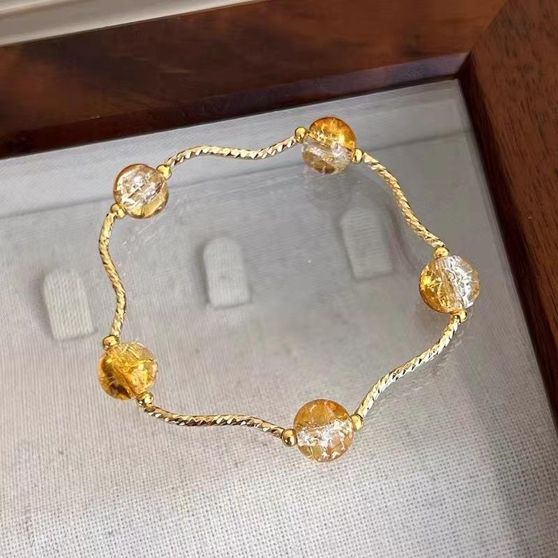 

Style Artistic Ethnic Glass Bracelet For Women Featuring Vibrant Beads And Irregular Shapes Champagne Bead Bracelet