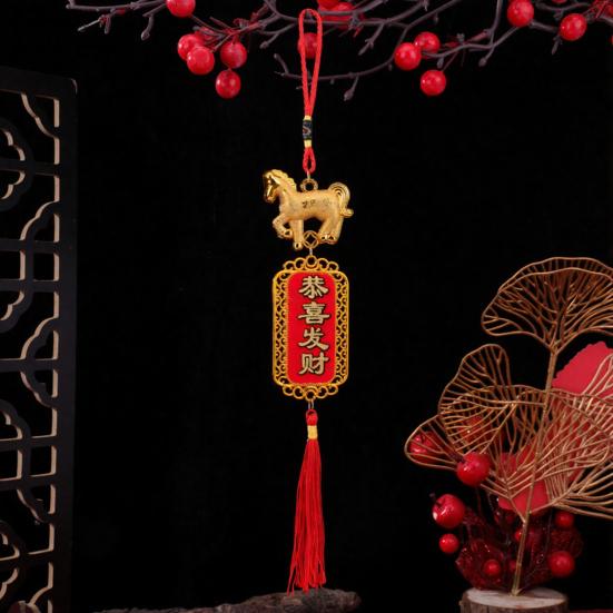 Chinesische Neujahrsdekoration 2026 Jahr des Pferdes Rote Hängende Feng Shui Dekoration Tierkreiszeichen Quasten Anhänger für Frühlingsfest