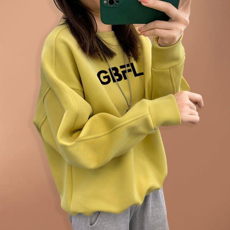 Women s Loose Round Neck Sweatshirt M жёлтый