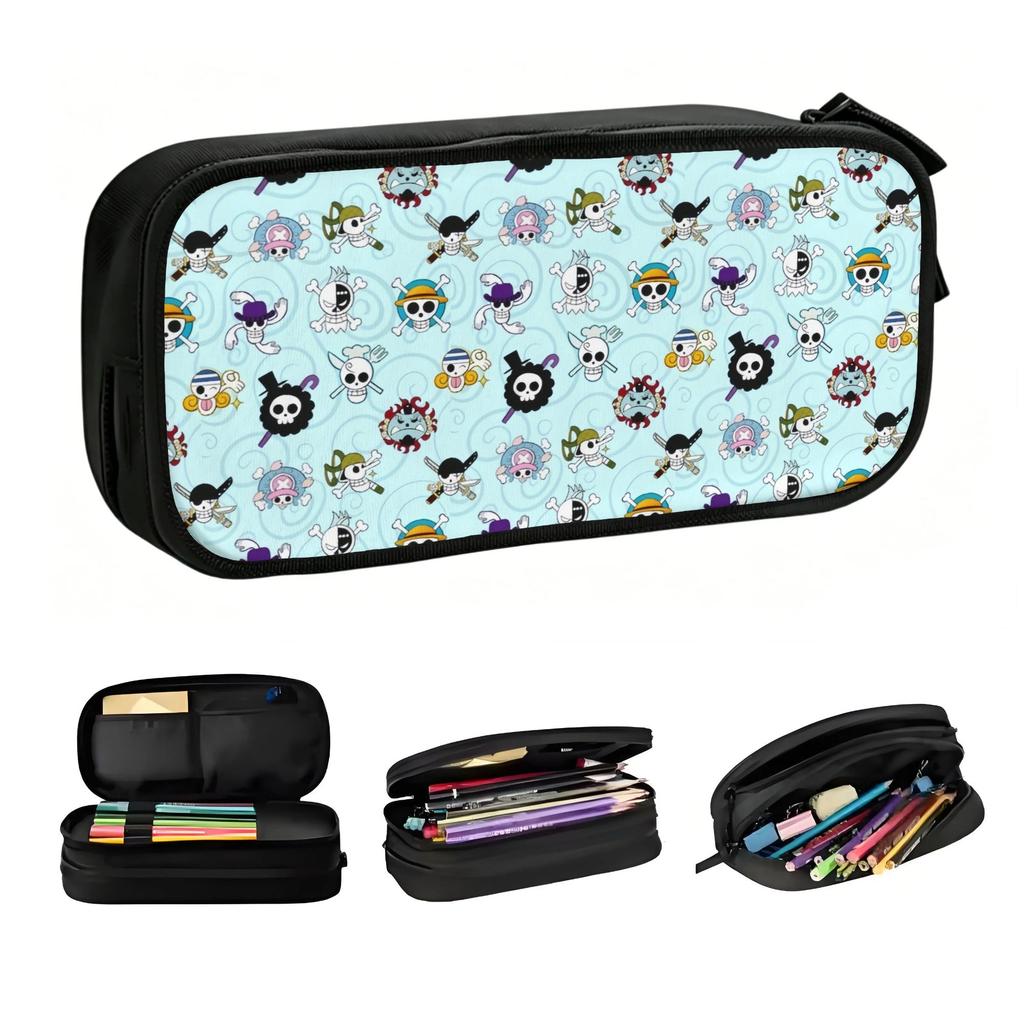 Cute Anime One Piece Manga Skull Pencil Case for Boy Girl Large Capacity Pencil Pouch School Accessories