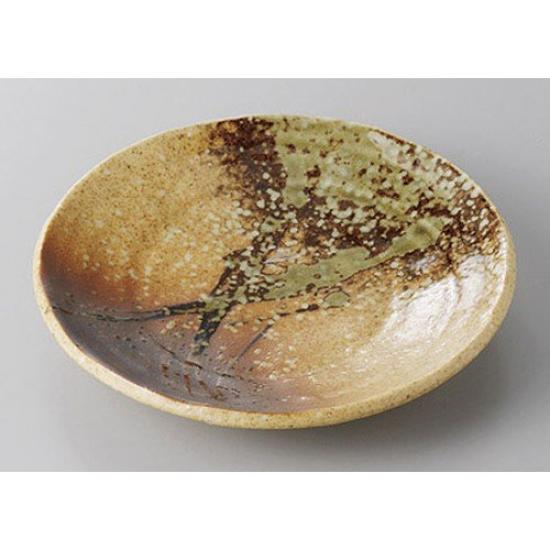 Set of 3 Shigaraki Oribe Plates X Japanese Commercial Hand-Twisted 5.0cm [16.5 3cm] [Restaurant, Inn, Style, Dining, Use]