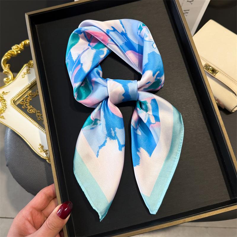 Print 70cm Silk Satin Headkerchief Women Luxury Design Neck Tie Scarf Female Hair Hand Wrist Foulard Shawl Hijab Bandana Scarves