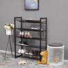 SONGMICS 5 Tier Metal Mesh Shoe Rack with Flat Angled Shelves, Large Stackable and Adjustable Boots Storage Organiser in Hallway Closet LMR005B, Black