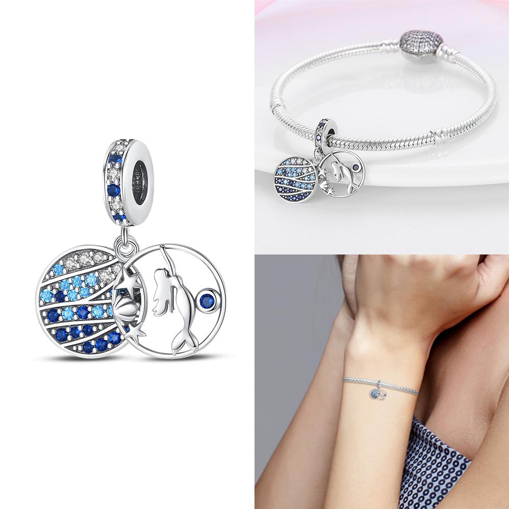 Original Ocean Series Fit 3Mm Bracelet 100% Authentic Copper Turtle Crab Mermaid Charm Beads Diy Jewelry Gift