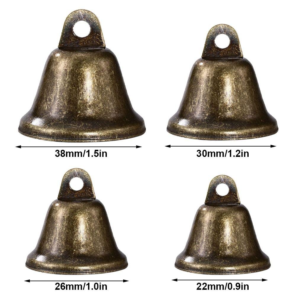 5pcs Vintage Retro Bell Ornaments 22/26/30/38mm Decoration Rustic Bells for Christmas Tree