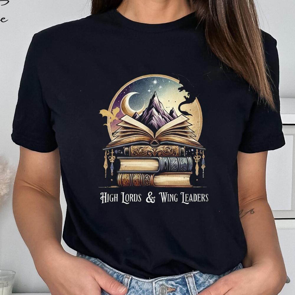 High Lords and Wing Leaders Printed TTrendy Book Lover Gift for Unisex Shortsleeved Retro Street Casual Fashion Tops Clothing