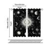 2Pcs Sun And Moon Printed Curtains Boho Exotic Decor Curtains For Bedroom Living Room Bohemian Tribal Black Window