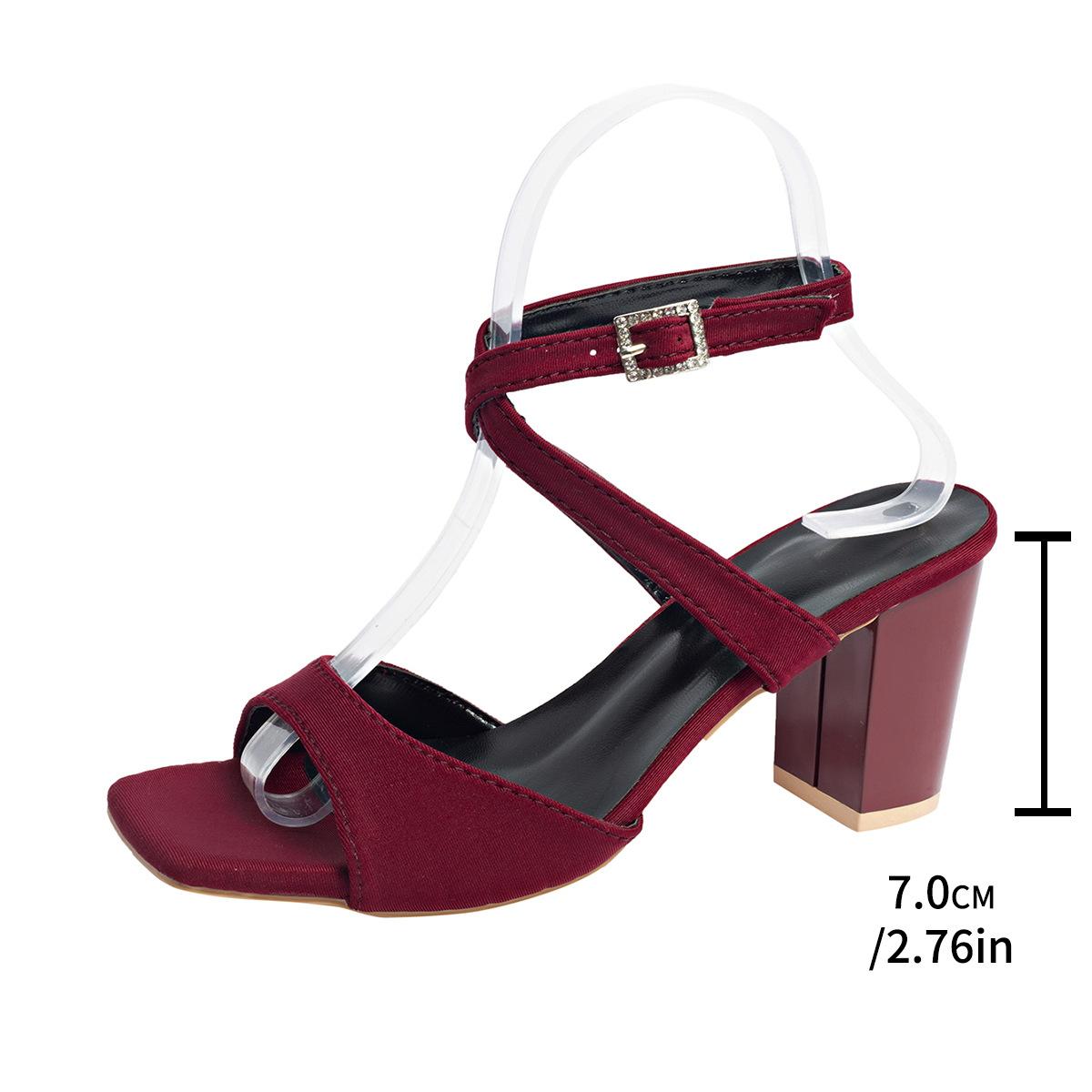 

Fashion 2025 Summer Round Head Coarse Heel Cross High Heels Shoes Women Fashion Comfortable Strap Sandalias De Mujer Luxury Slides 43