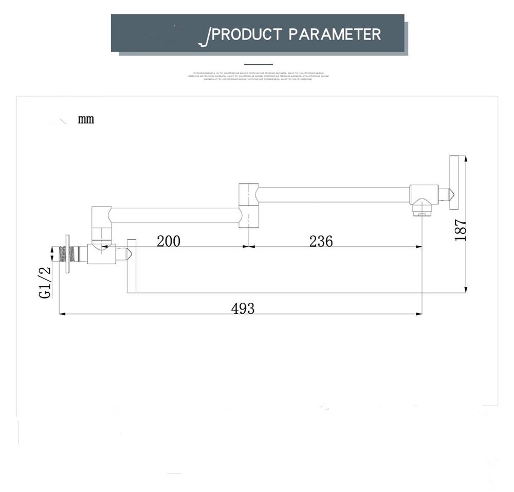 Tuqiu Rose Gold Pot Filler Tap Wall Mounted Foldable Kitchen Faucet Single Cold Sink Tap Rotate Folding Spout Chrome Gold Brass